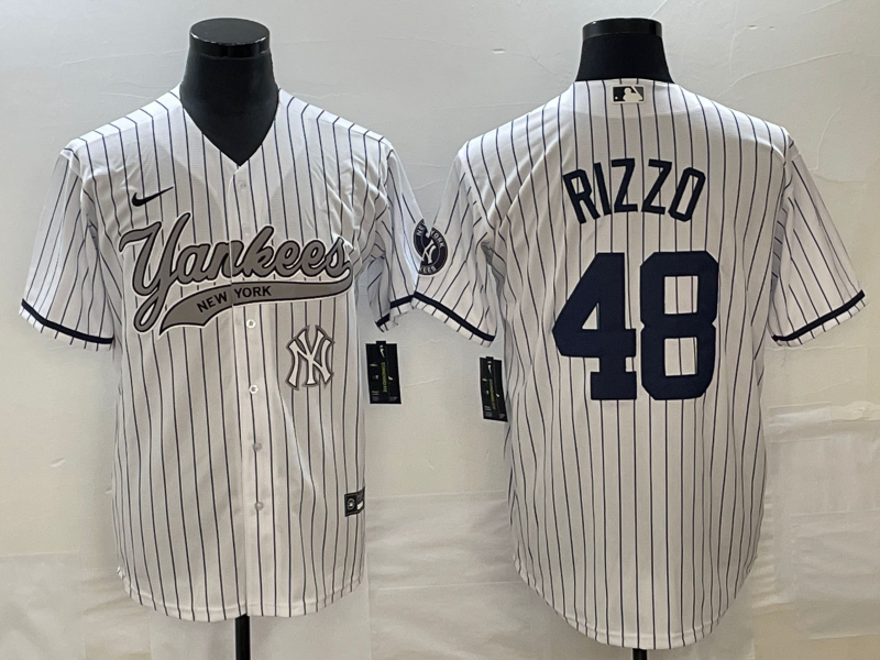 Men's New York Yankees #48 Anthony Rizzo White With Patch Cool Base Stitched Baseball Jersey Men's New York Yankees #48 Anthony Rizzo White With Patch Cool Base Stitched Baseball Jersey